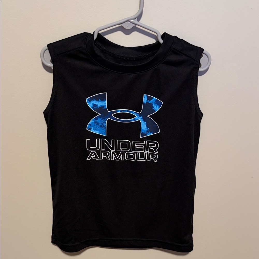 Under Armour Kids Black Tank with Blue Graphic